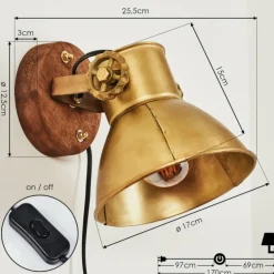 Applique murale Porcia Bois foncé, 1 lumière