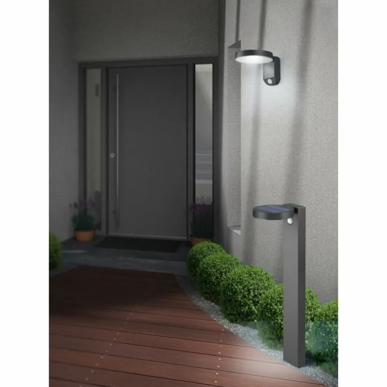 Applique murale Reality Posadas LED Anthracite, 1 lumière, Détecteur de mouvement