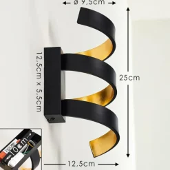 Applique murale Rezat LED Noir doré, 1 lumière