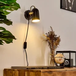 Applique murale Rialey Laiton, Noir, 1 lumière