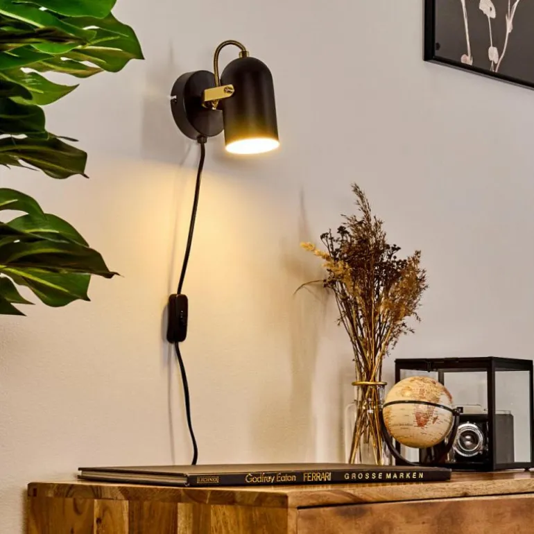 Applique murale Rialey Laiton, Noir, 1 lumière