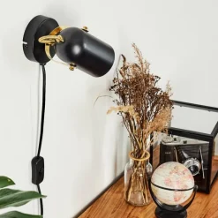 Applique murale Rialey Laiton, Noir, 1 lumière