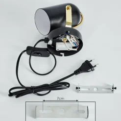 Applique murale Rialey Laiton, Noir, 1 lumière