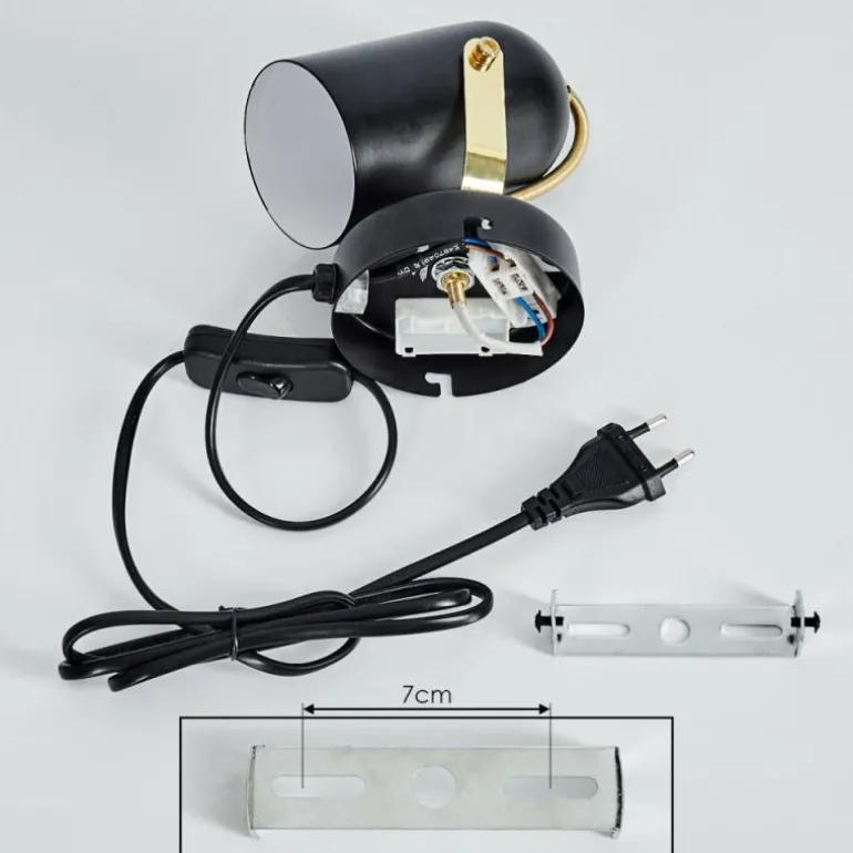 Applique murale Rialey Laiton, Noir, 1 lumière