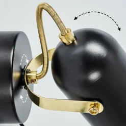 Applique murale Rialey Laiton, Noir, 1 lumière