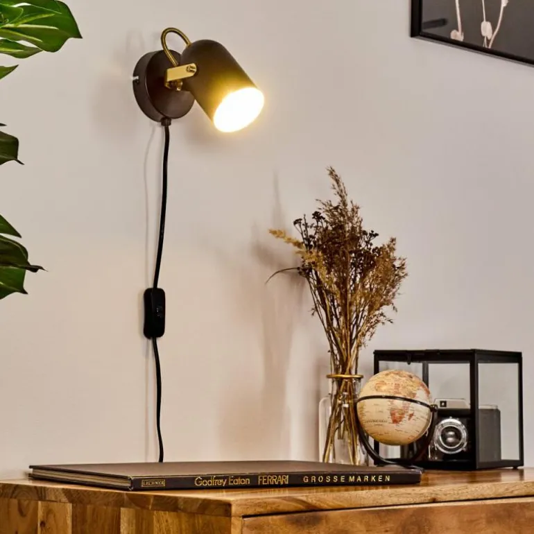 Applique murale Rialey Laiton, Noir, 1 lumière