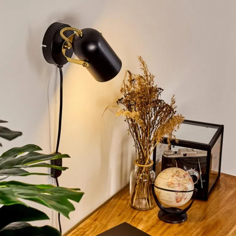 Applique murale Rialey Laiton, Noir, 1 lumière