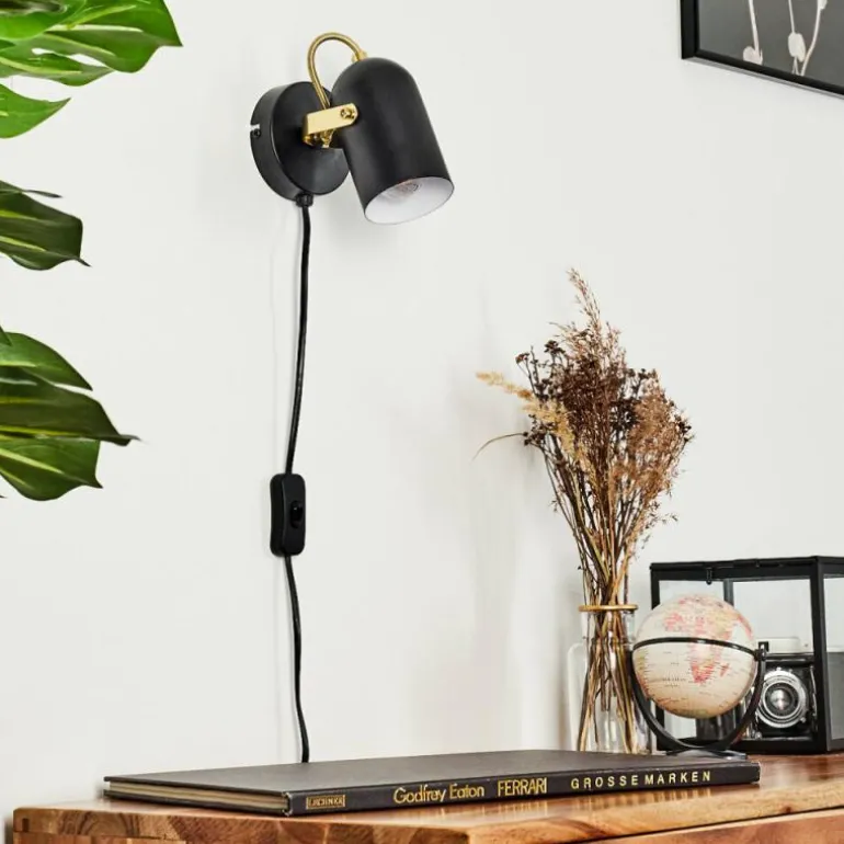 Applique murale Rialey Laiton, Noir, 1 lumière