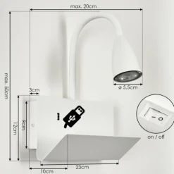 Applique murale Sarnen Blanc, 1 lumière