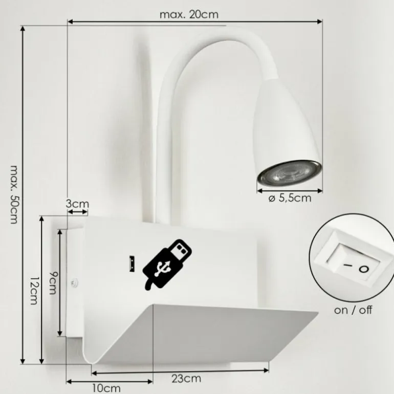 Applique murale Sarnen Blanc, 1 lumière