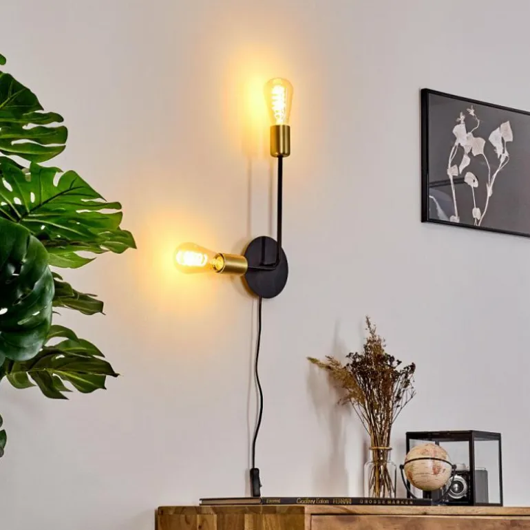 Applique murale Sattons Laiton, Noir, 2 lumières