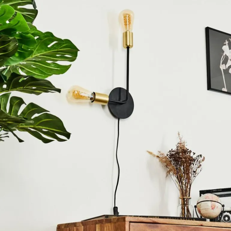 Applique murale Sattons Laiton, Noir, 2 lumières