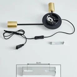 Applique murale Sattons Laiton, Noir, 2 lumières