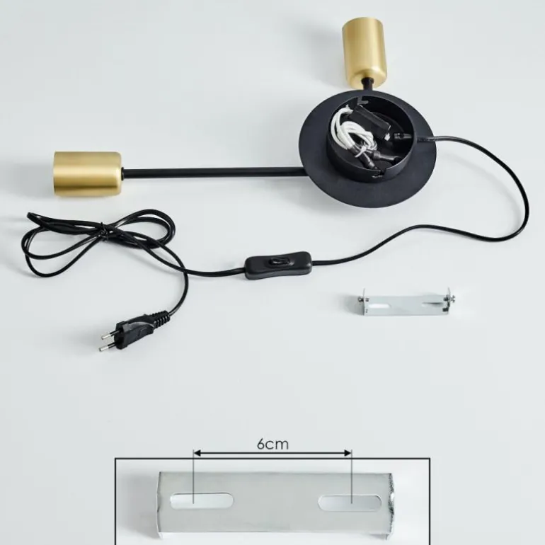 Applique murale Sattons Laiton, Noir, 2 lumières