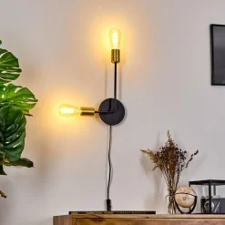 Applique murale Sattons Laiton, Noir, 2 lumières