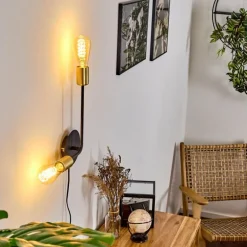 Applique murale Sattons Laiton, Noir, 2 lumières