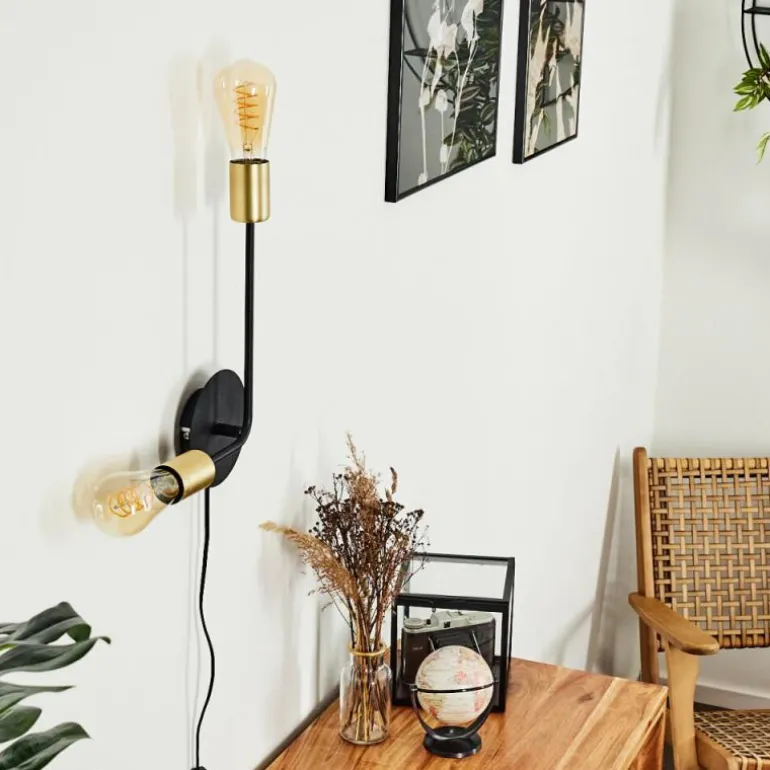 Applique murale Sattons Laiton, Noir, 2 lumières