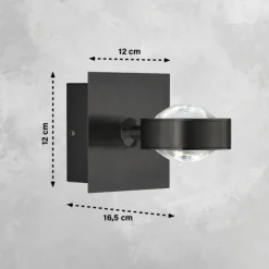 Applique murale SCHÖNER WOHNEN-Kollektion Lense LED Noir, 1 lumière