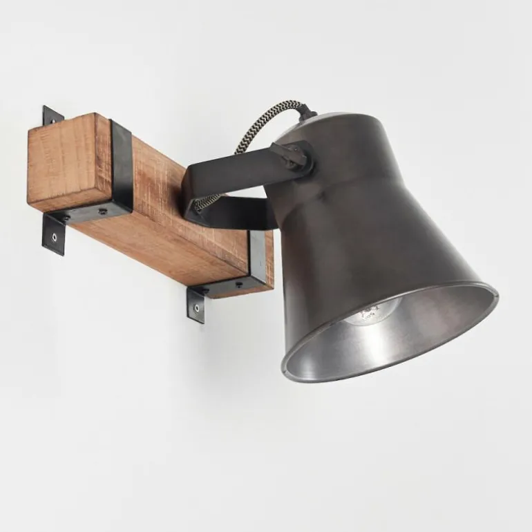 Applique murale Skodsbol Bois foncé, Acier brossé, 1 lumière