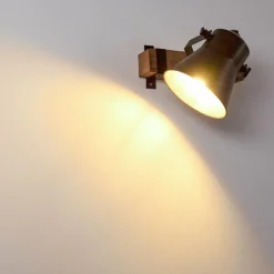 Applique murale Skodsbol Bois foncé, Acier brossé, 1 lumière