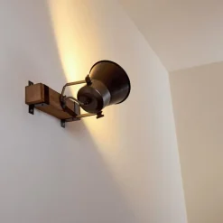 Applique murale Skodsbol Bois foncé, Acier brossé, 1 lumière