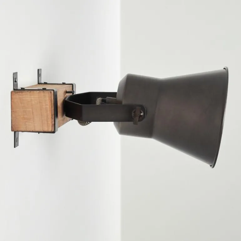 Applique murale Skodsbol Bois foncé, Acier brossé, 1 lumière