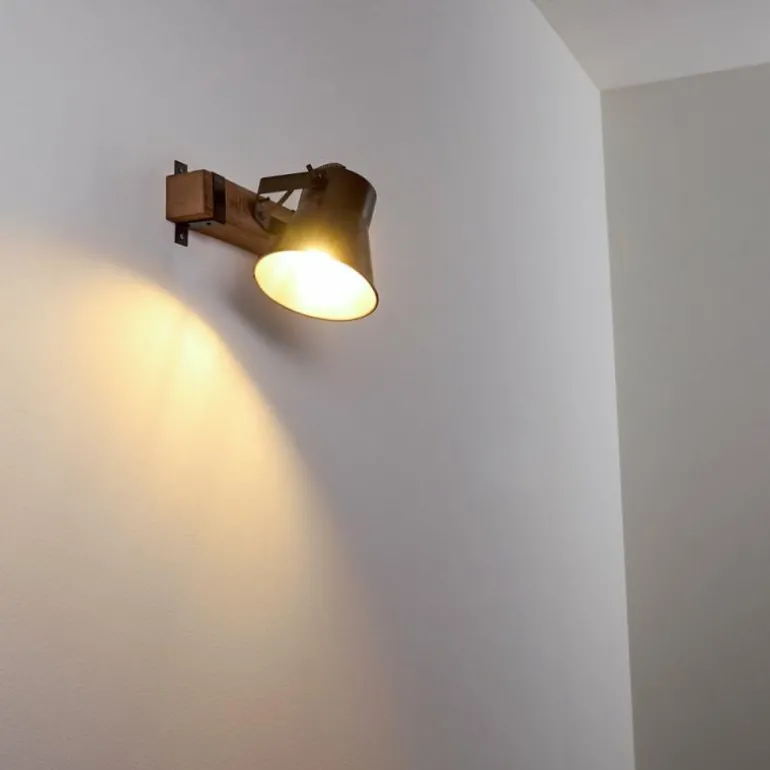 Applique murale Skodsbol Bois foncé, Acier brossé, 1 lumière