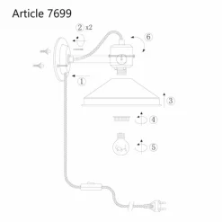Applique murale Steinhauer Zappa Noir, 1 lumière