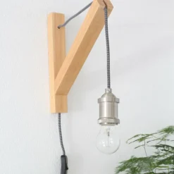 Applique murale Steinhauer Mexlite Brun, Bois clair, Nickel mat, 1 lumière