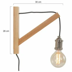 Applique murale Steinhauer Mexlite Brun, Bois clair, Nickel mat, 1 lumière