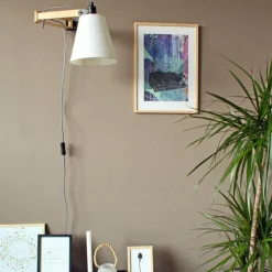 Applique murale Steinhauer Mexlite Beige, Bois clair, Noir, 1 lumière