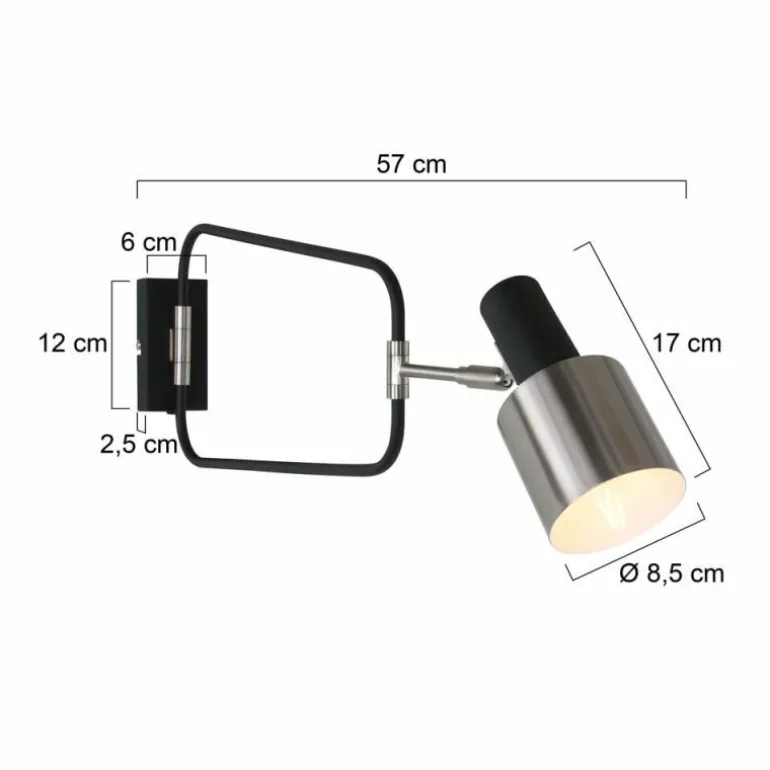 Applique murale Steinhauer Fjorgard Noir, 1 lumière