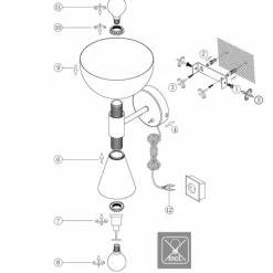 Applique murale Steinhauer Anne Fastlåst Noir, 2 lumières