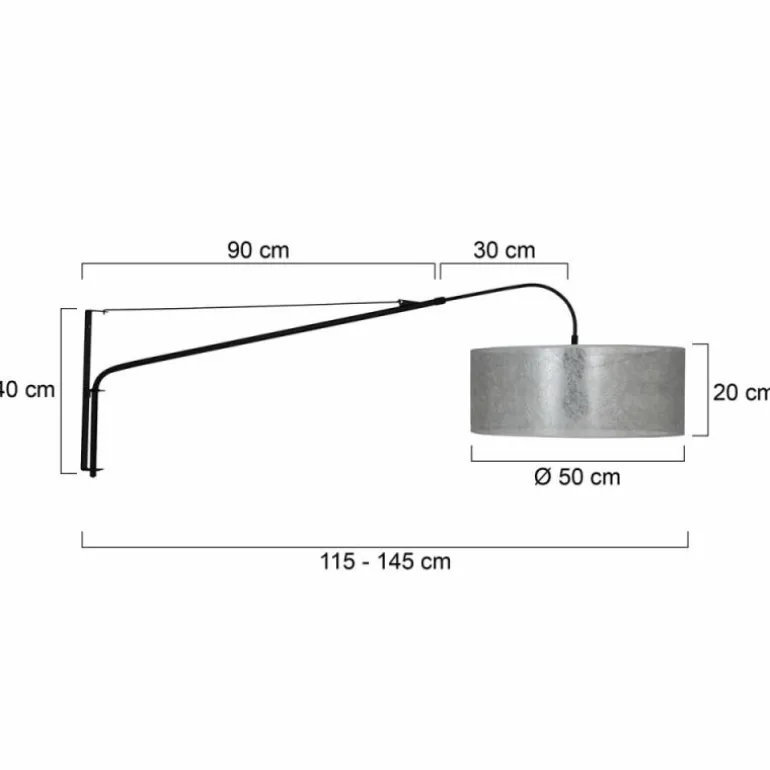 Applique murale Steinhauer Gramineus Noir, Argenté, 1 lumière