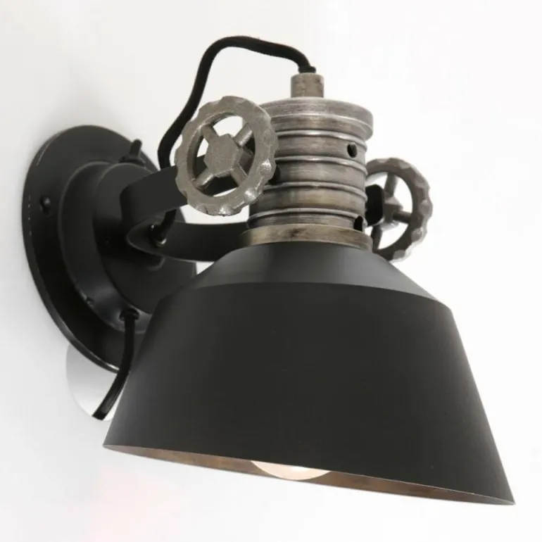 Applique murale Steinhauer Sprocket Noir, 1 lumière