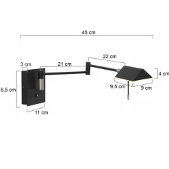 Applique murale Steinhauer Retina LED Noir, 1 lumière
