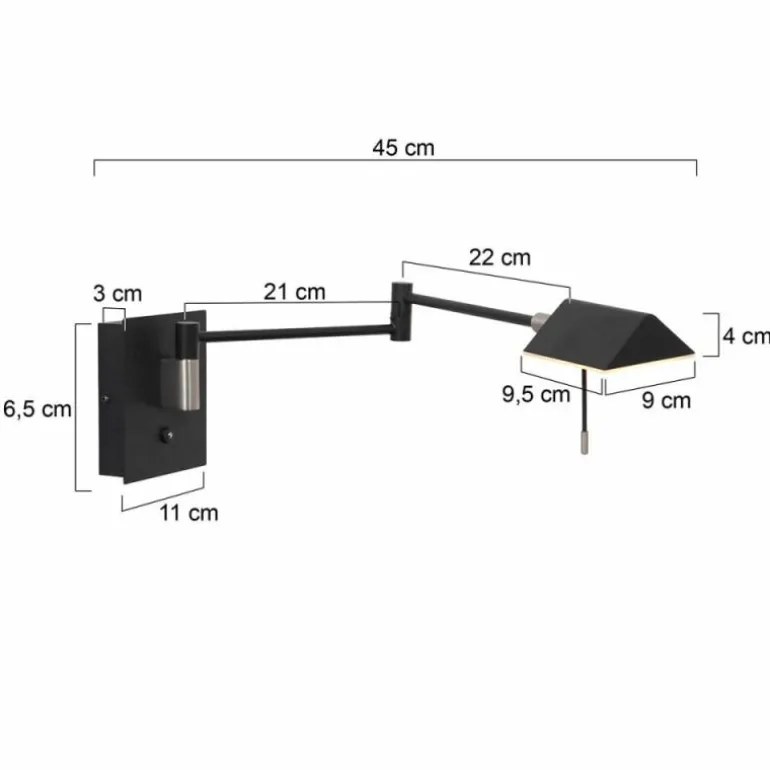 Applique murale Steinhauer Retina LED Noir, 1 lumière