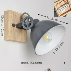 Applique murale Svanfolk Bleu, Brun, Gris, Blanc, 1 lumière