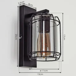 Applique murale Thusis Noir, 1 lumière