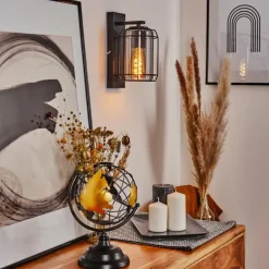 Applique murale Thusis Noir, 1 lumière