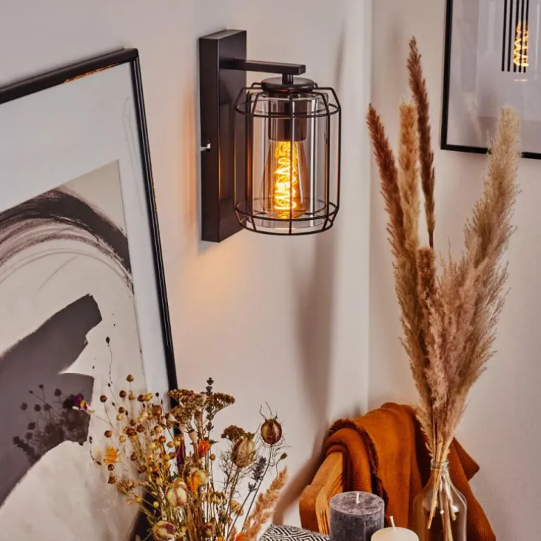 Applique murale Thusis Noir, 1 lumière