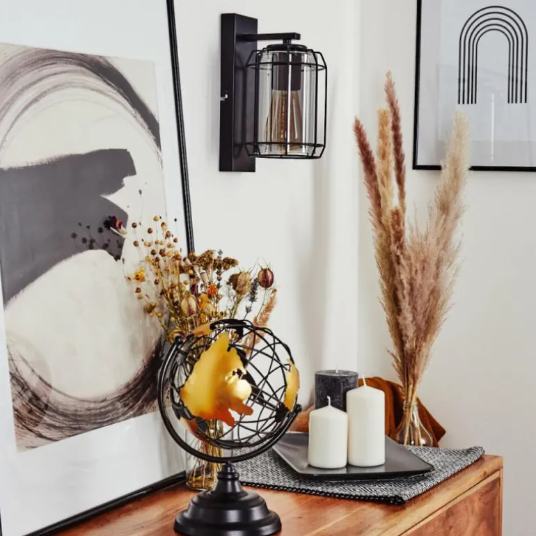 Applique murale Thusis Noir, 1 lumière