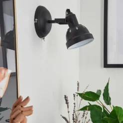 Applique murale Tita Chrome, Noir, 1 lumière