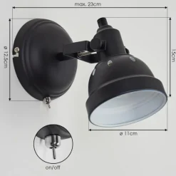 Applique murale Tita Chrome, Noir, 1 lumière