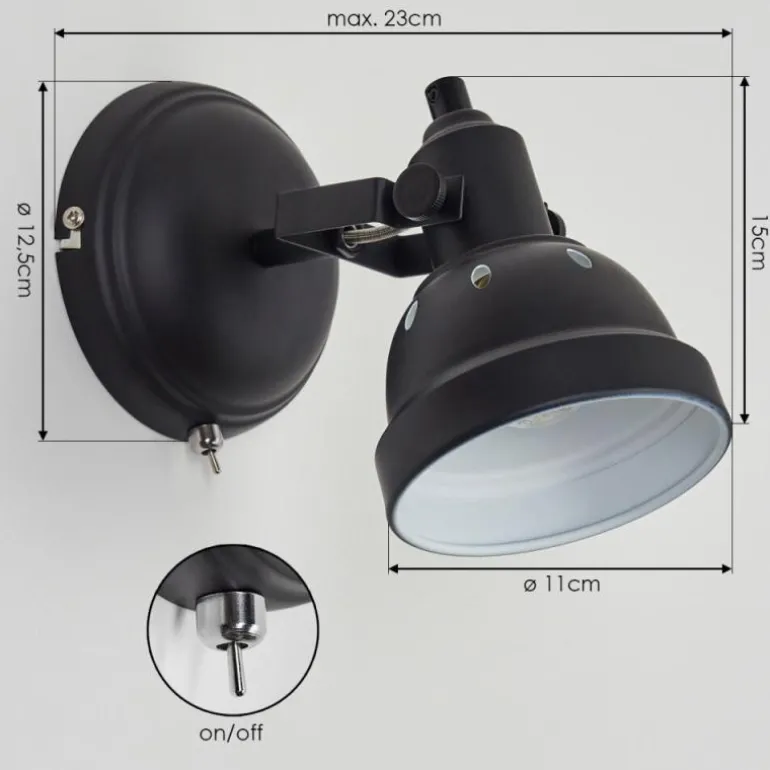 Applique murale Tita Chrome, Noir, 1 lumière