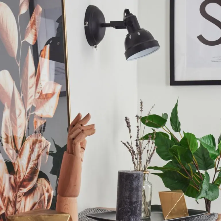 Applique murale Tita Chrome, Noir, 1 lumière