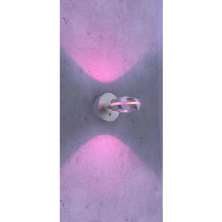 Applique murale Trio Leuchten VISTA LED Nickel mat, 2 lumières, Télécommandes, Changeur de couleurs