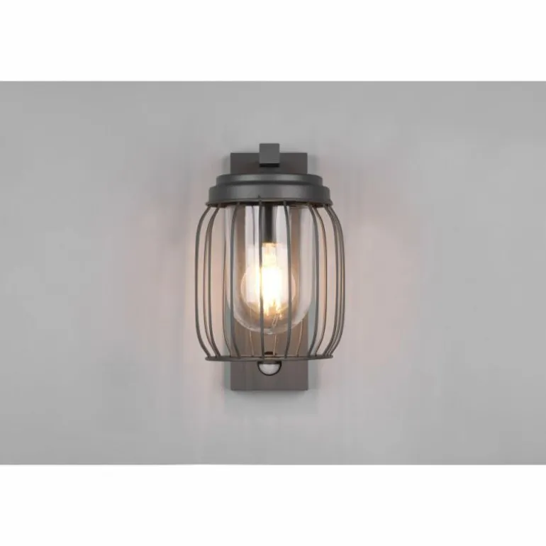 Applique murale Trio-Leuchten Tuela Anthracite, 1 lumière, Détecteur de mouvement