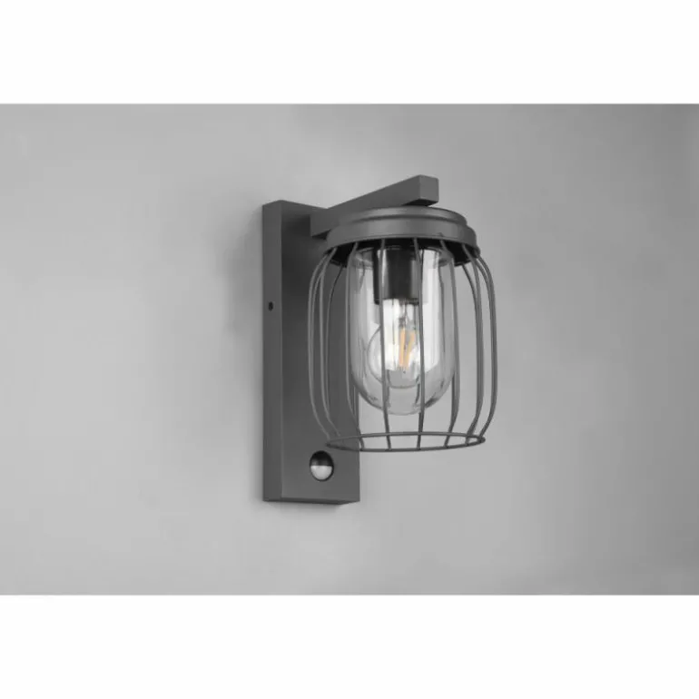 Applique murale Trio-Leuchten Tuela Anthracite, 1 lumière, Détecteur de mouvement