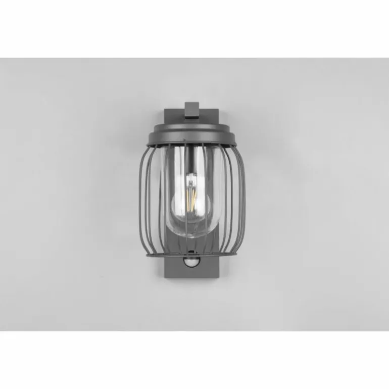 Applique murale Trio-Leuchten Tuela Anthracite, 1 lumière, Détecteur de mouvement